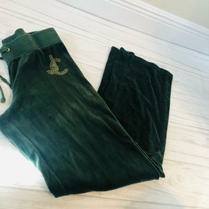 JUICY COUTURE Blue Velour Cotton Blend Pants Bottoms Woman's JSize M  JC logo